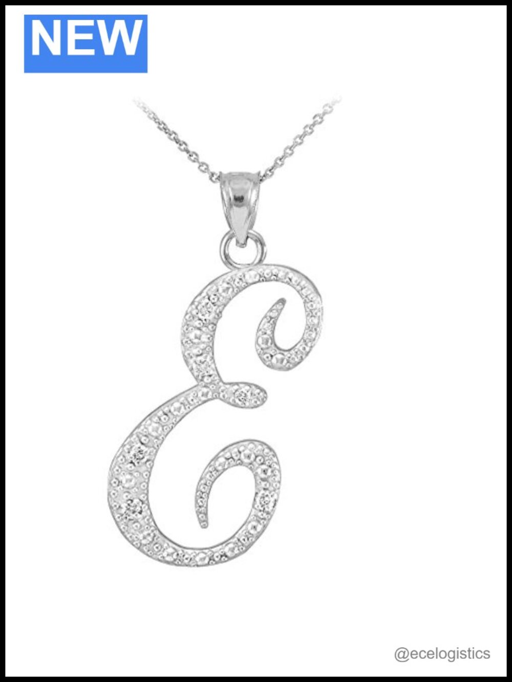 .925 Sterling Silver Cubic Zirconia Initial Pendant Necklace 20"